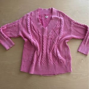Aerie hot pink cable knit sweater